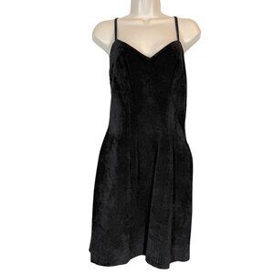 Vintage Firenze Santa Barbara Black Leather Suede Mini Dress Goth 90s Small